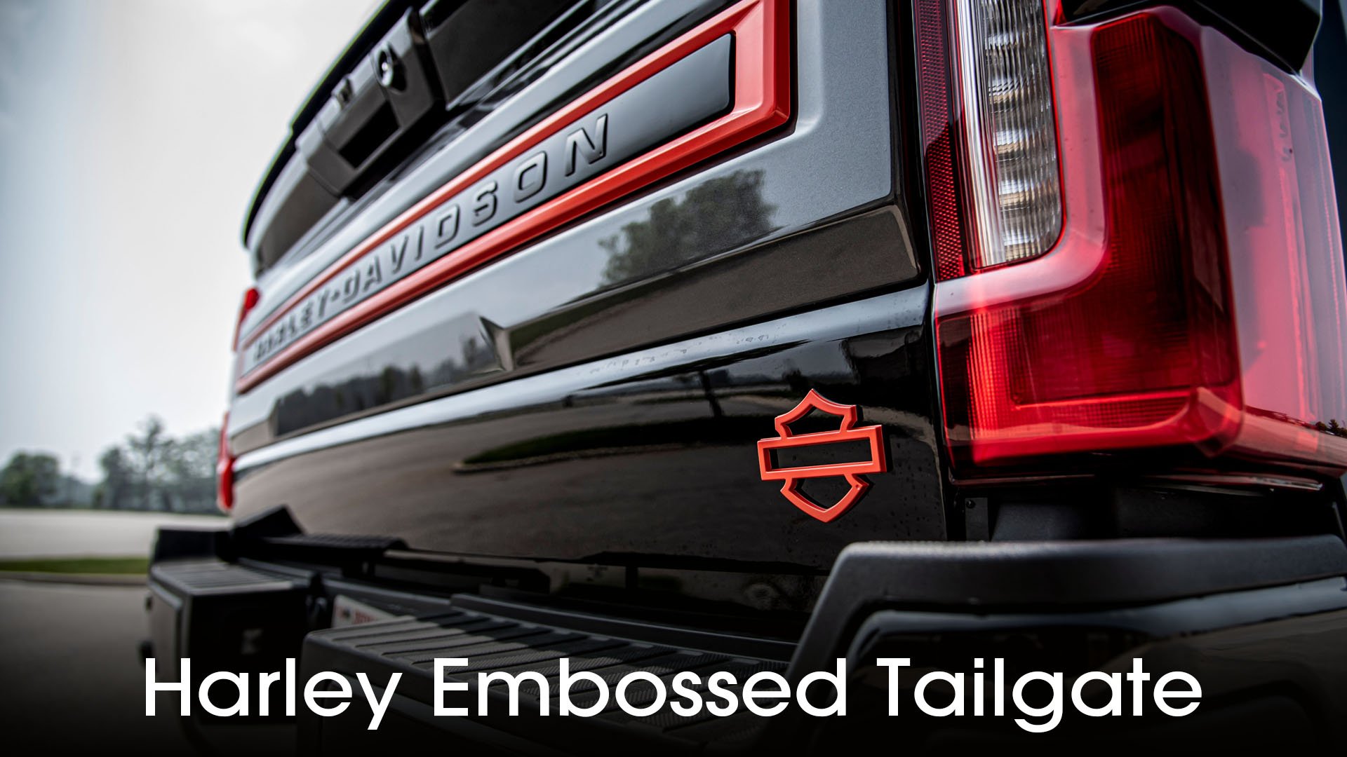 Harley-Davidson branded tailgate on 2024 Ford F-250 Harley Davidson