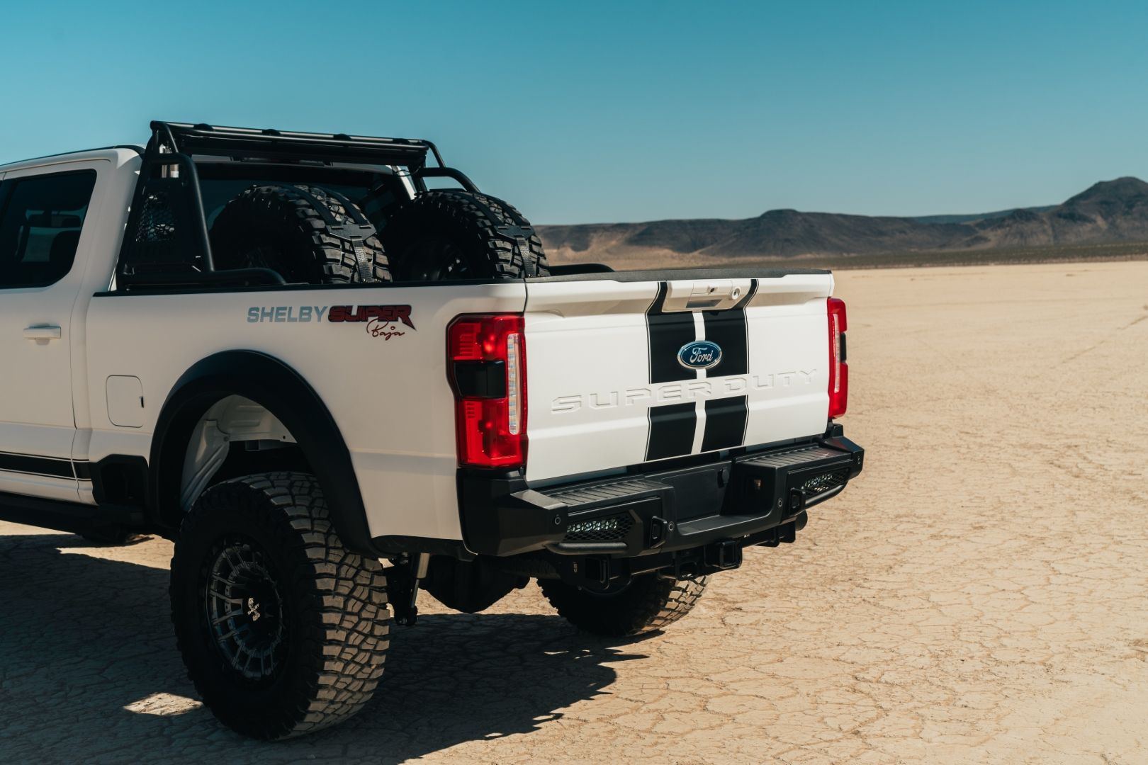 Rear view of the 2024 Ford F-250 Shelby Super Baja